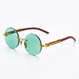 Luxury Wooden Frame Round Sunglasses