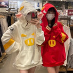 Tide American Y2K Autumn And Winter Street Lovers Loose Printing  Hoodies