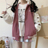 Spring Women's Y2K Hooded Pink Baseball Jacket Embrace Harajuku Casual and Korean Oversized Streetwear Chic