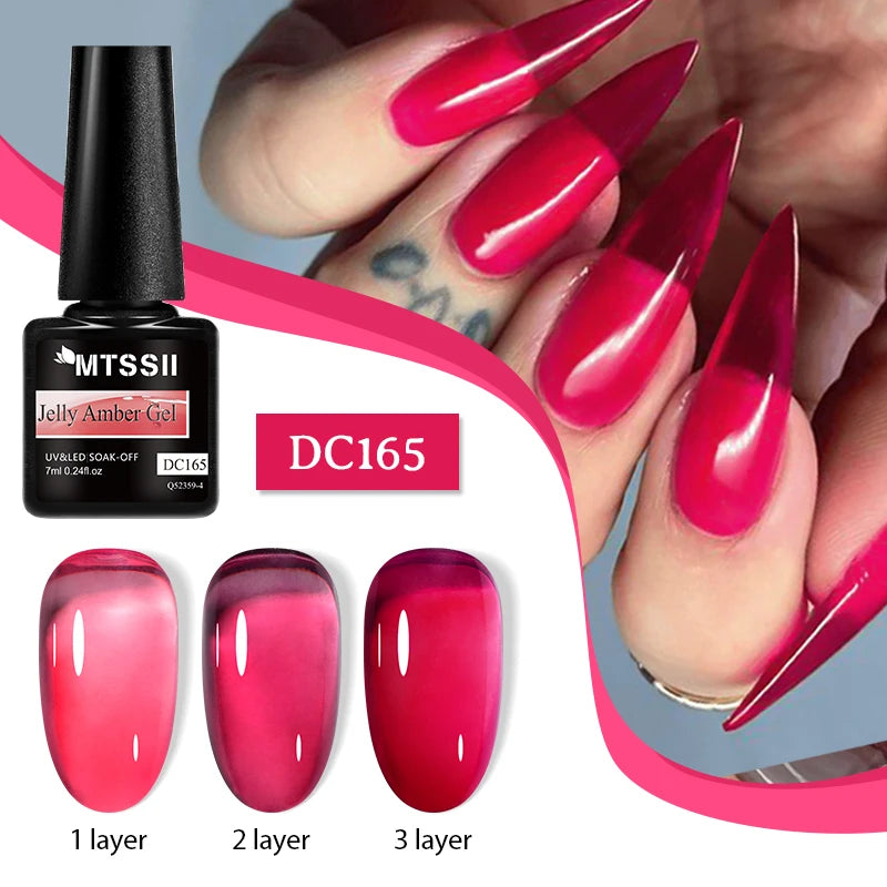 Jelly Amber Gel Nail Polish Brown Crystal Translucent Dull Color Nail