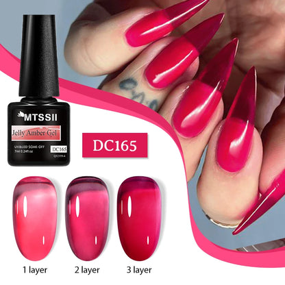 Jelly Amber Gel Nail Polish Brown Crystal Translucent Dull Color Nail