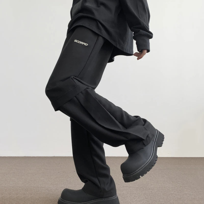 Casual High Street 2024 Lace Up Men Pants