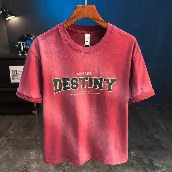 Mens Vintage Washed T Shirt American Retro Loose Fit Summer Tee