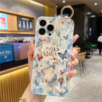 Oil Painting Flower Wirst Strap Holder Phone Case For iPhone Protection Cover