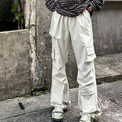 Men High Street Multi-Pocket Ruched Cargo Pants