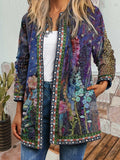 Vintage Y2K Ethnic Cardigan Printed Jacket Coat with Pockets