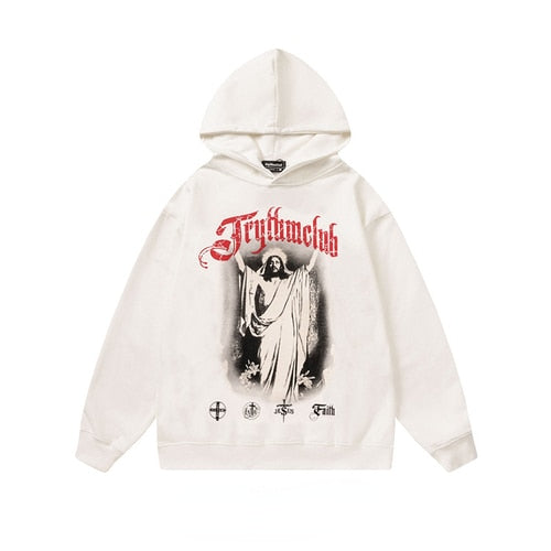 Herren-Hoodie mit Hip-Hop-Jesus-Print