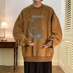 Fashion Planet Graphic Sweatshirts Hip Hop Loose Harajuku Streetwear for Men Casual Pullovers