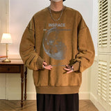 Fashion Planet Graphic Sweatshirts Hip Hop Loose Harajuku Streetwear for Men Casual Pullovers