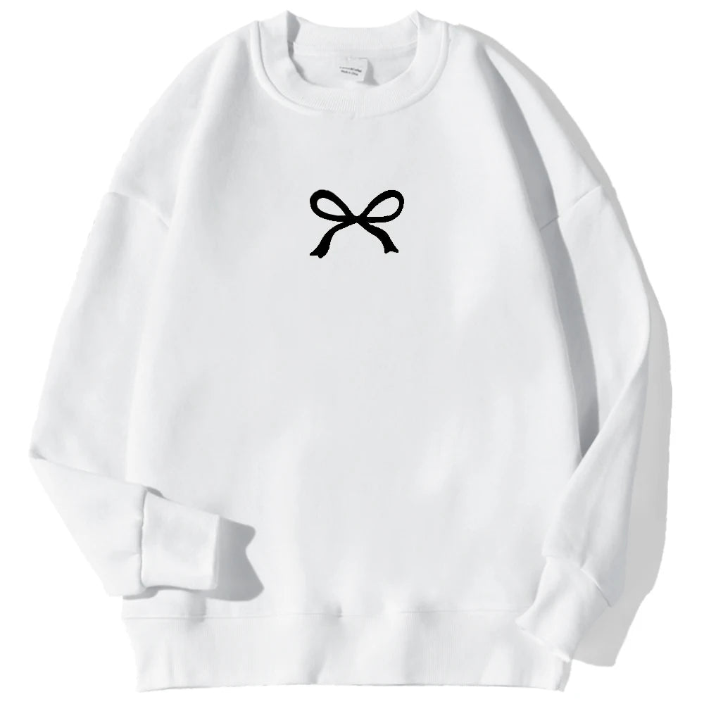 Casual Women's Sweatshirts Kawaii Bow Graphic Prints Pullover