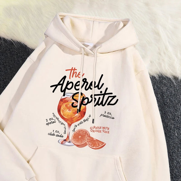 Winter Hoodie The Aperol Spritz Retro Cocktail Printing Sweatshirt