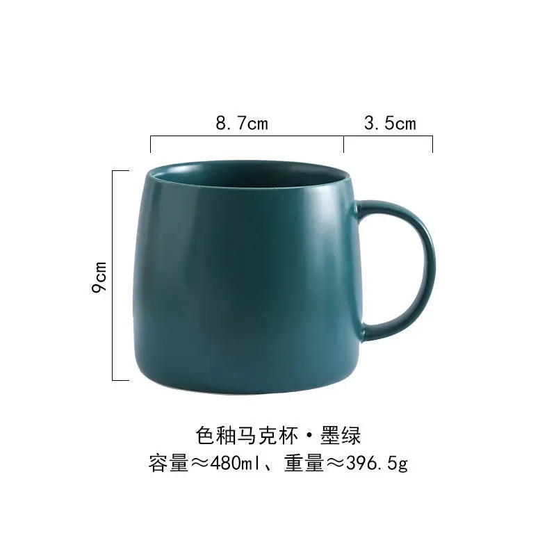 480ML Ceramic Milk Tea Water Coffee Mugs Home Office School Drinkware Breakfast Oatmeal Mugs Large