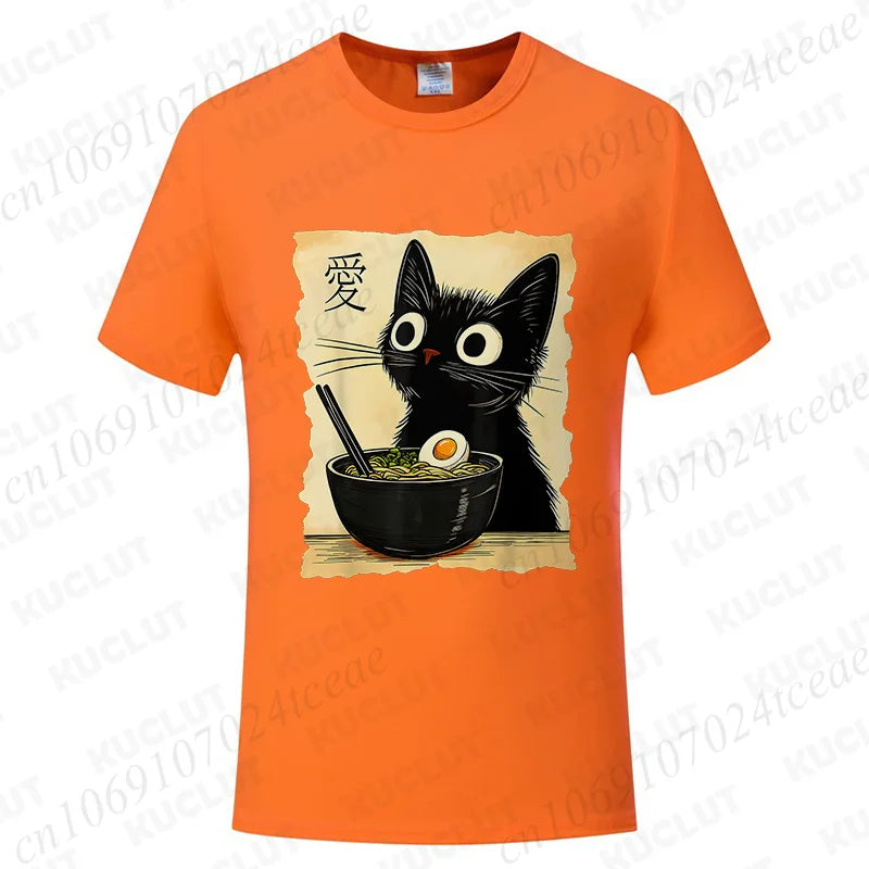 Kawaii Cat Ramen Japanese Anime T-Shirt