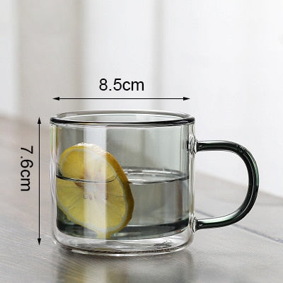 250ml Double-layer Glass Water Cups Wine Drinking Tumbler