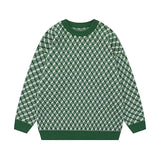 Eleganter Retro-Strick-Plaid-Winterpullover, warmer O-Ausschnitt-Pullover für den lässigen Herrenstil