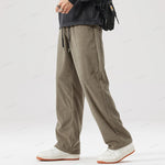 Autumn Winter Stripe Pants Elastic Waist Drawstring Straight