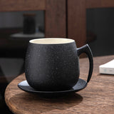 Mug Simple Frosted Cup with Holder Black Pottery Anti Scald