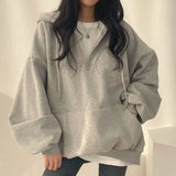 Oversize Women 2023 Solid Color Casual Hoodies for Women Essential Hooded