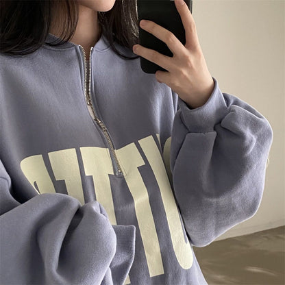 Hoodies Women Korean Oversized Sweatshirts Loose Casual O-neck