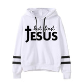 Women's Jesus Print Hoodie Aesthetic Graphic Lettering, Vintage Quotes, Long Sleeve Streetwear