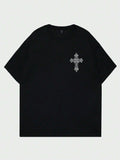 Cross Gothic Graphic Fashion Top Short Sleeve Classic Tee Print