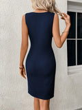 Twist Cut Out Solid Dress, Elegant Sleeveless Dress For Party & Banquet