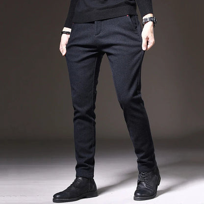 Autumn Winter Men's Straight Leg Long Daily Pants Thicken Casual