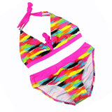 Girls Close-fitting Elastic Stripe Swimsuit Girls Split Two-pieces