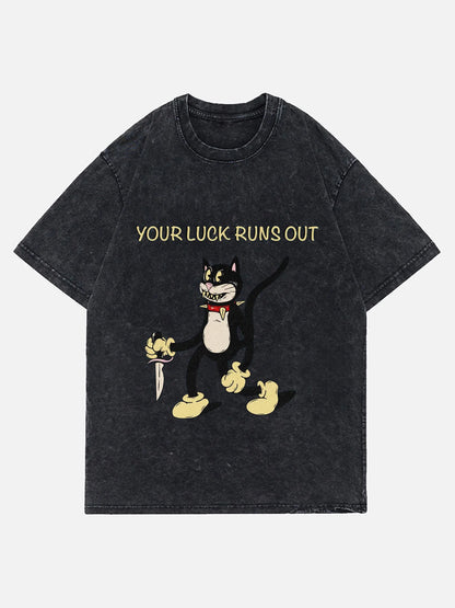 Funny Print Water-Wash T-Shirt Men’s Summer Fashion Must-Have