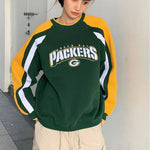 Harajuku Chic: Oversized Y2K Sweatshirt for Women - Green Kpop Aesthetic
