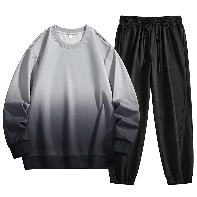 Men’s 2025 Hoodie and Trousers Set Gradient Color Casual Sports Suit