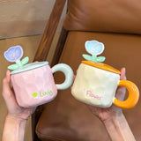 450ML Hand-Painted Flower Tea Cup Ceramic Mug Home Office Drinkware Cup Tea Coffee Milk Juice