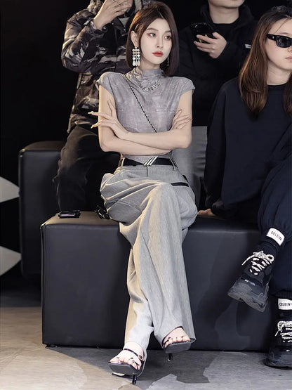 2024 Beliebter Anzug für Damen im Design mit hoher Taille und Mop-Hose