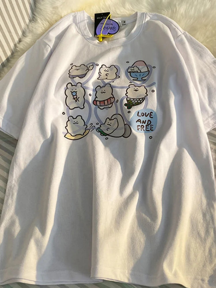 Kawaii Harajuku Tees: Niedliche Cartoon-Charms für deinen Style