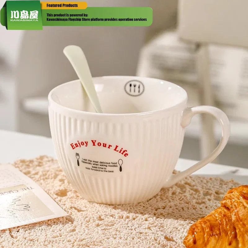 Large Capacity Breakfast Mug Ceramic Mug Coffee Oatmeal Milk Mug Microwaveable