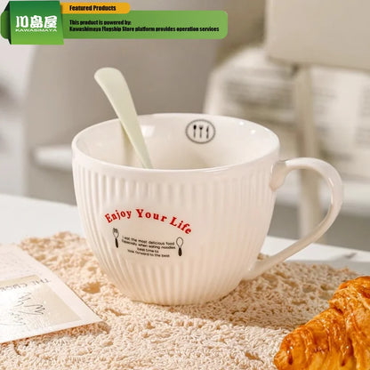 Large Capacity Breakfast Mug Ceramic Mug Coffee Oatmeal Milk Mug Microwaveable