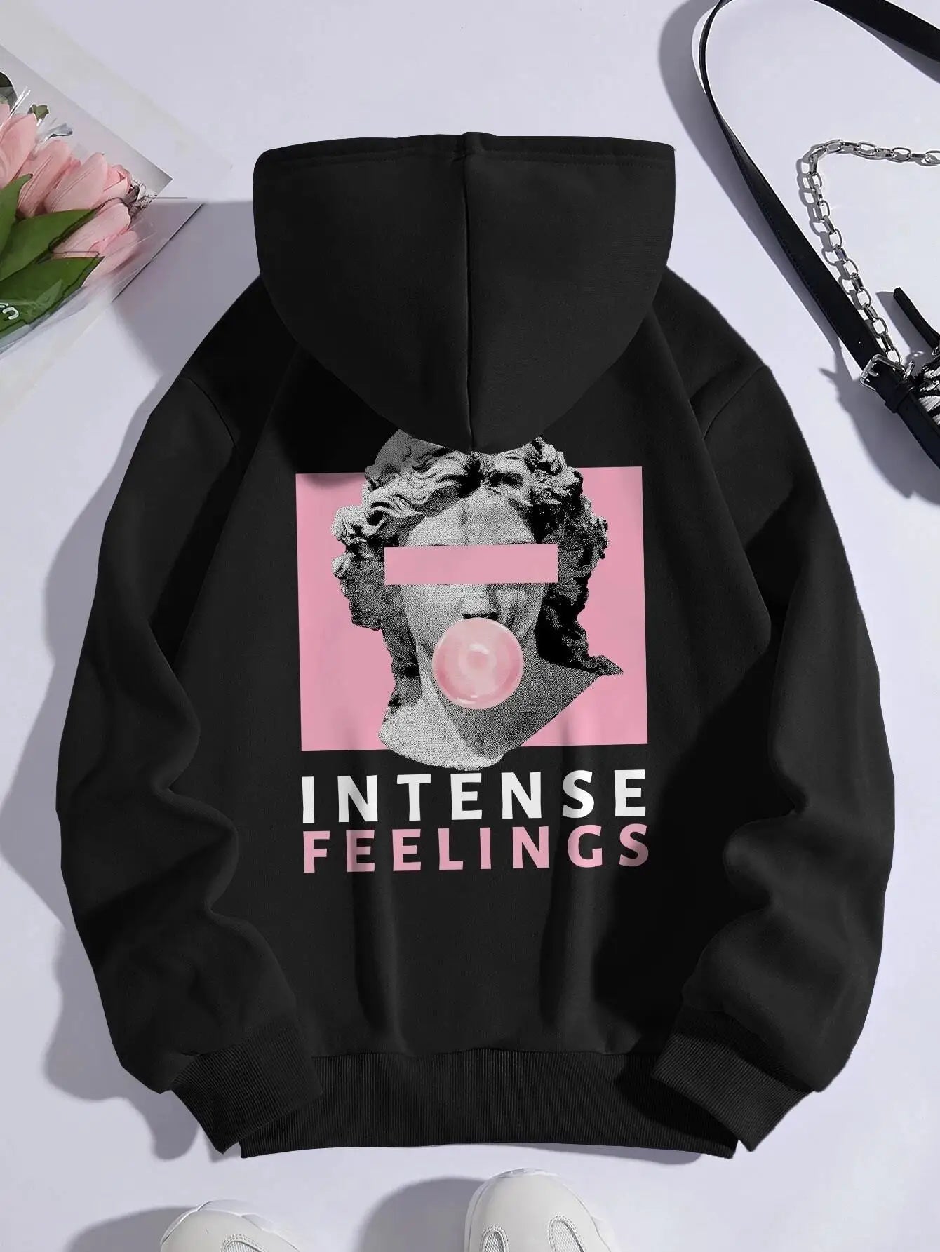 Sculpture Intense Feelings Printing Women Hoodies Casual Sports Tide