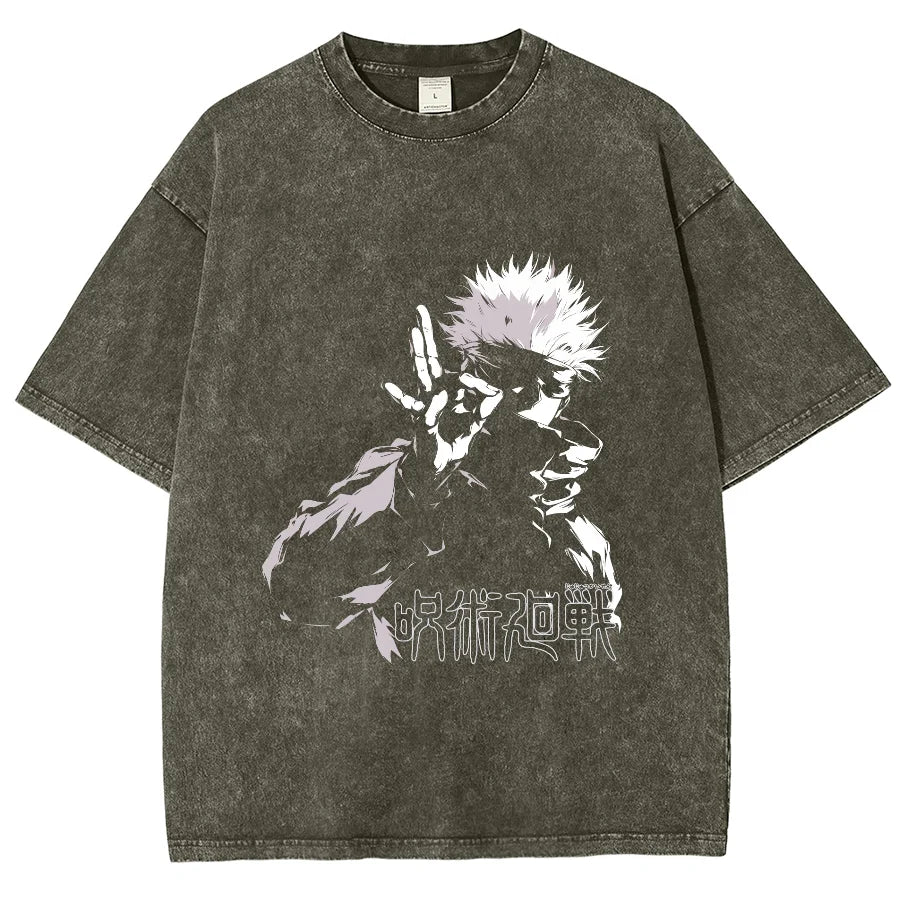 Y2K Anime Gojo Satoru Oversized Washed Tshirt – xinnzy