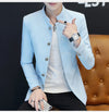 Mens Slim Fit Blazer Mandarin Collar Jacket Business Casual Suit
