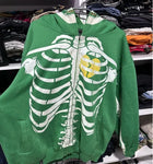 Gothic Style Skull Pattern Printed Punk Loose Jacket Y2K Hip Hop Green Full Zipper Top Sports