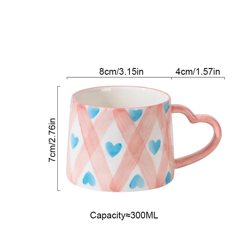 Mug Creative Hand-Painted Love Heart Coffee Cup