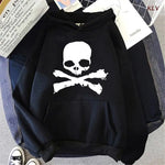 Skull Skeleton Printed Drawstring Hoodies Gothic Punk StreetwearA