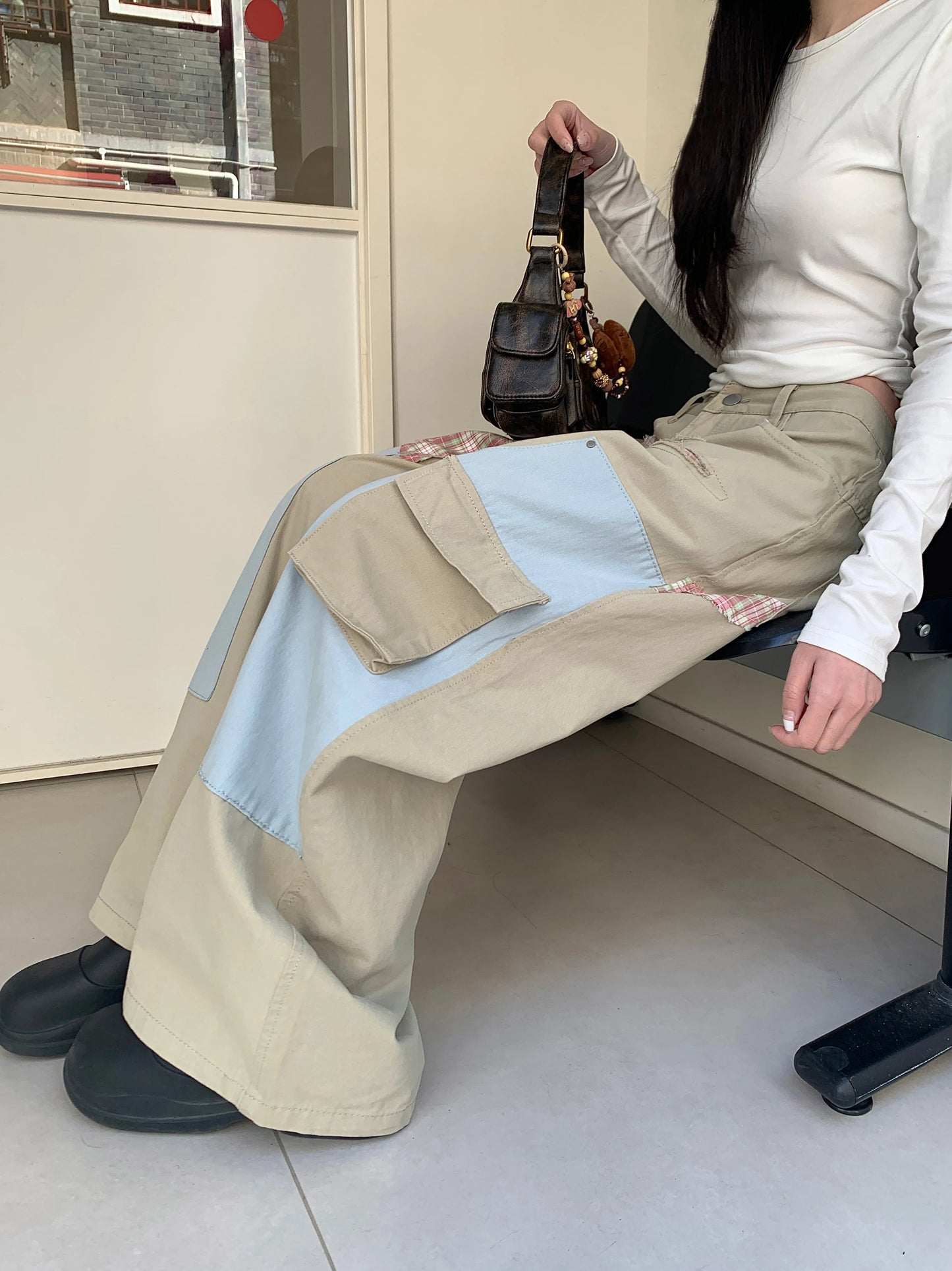 High Waist Patchwork Ripped Jeans for Women