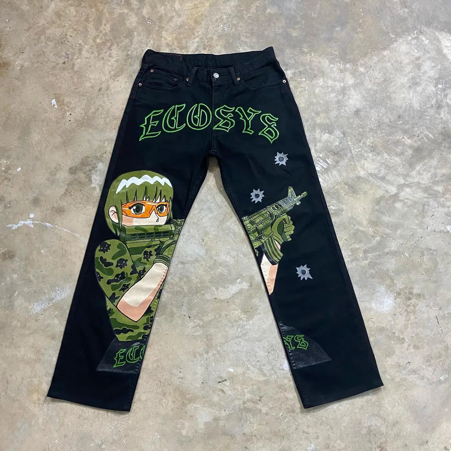 Streetwear Anime Graphic Jeans Men