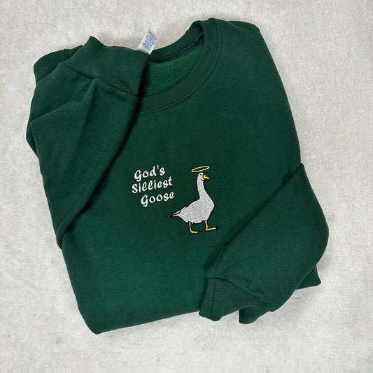 Vintage Duck Embroidered Sweatshirt Women’s Cute Loose Pullover