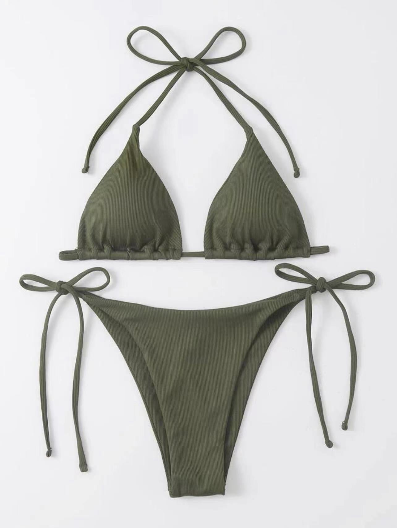 Damen-Bikini-Sets, zweiteiliger Badeanzug, sexy Neckholder, String-Dreieck