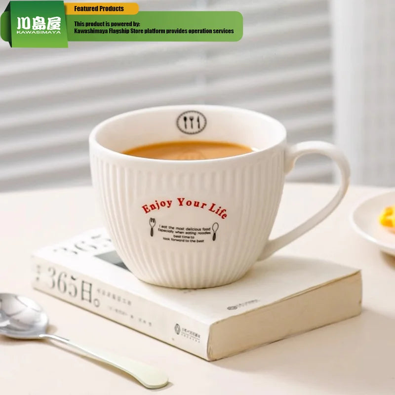 Large Capacity Breakfast Mug Ceramic Mug Coffee Oatmeal Milk Mug Microwaveable