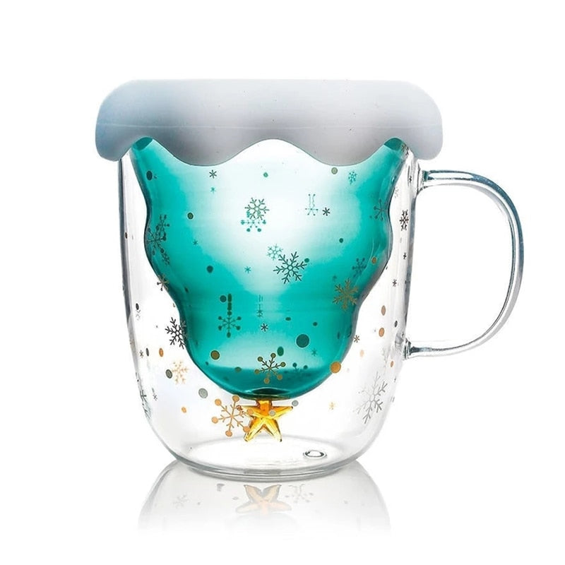 Becher Kreativer Doppelschicht-Glas-Weihnachtsbaum-Stern-Wasserbecher