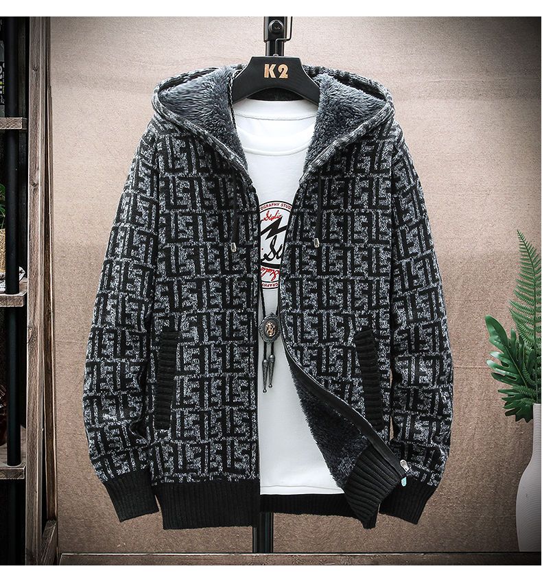 Hooded Cardigan Loose Pockets Plush Thicken Hoodies Zipper Keep