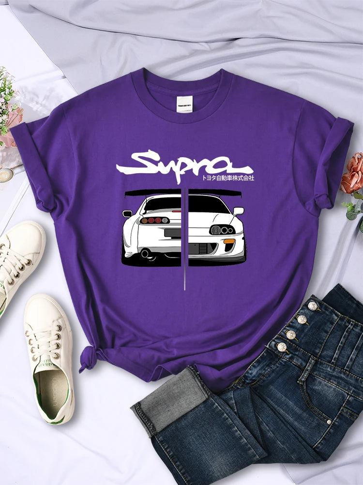 Japanese Style Car Printed Women T Shirt